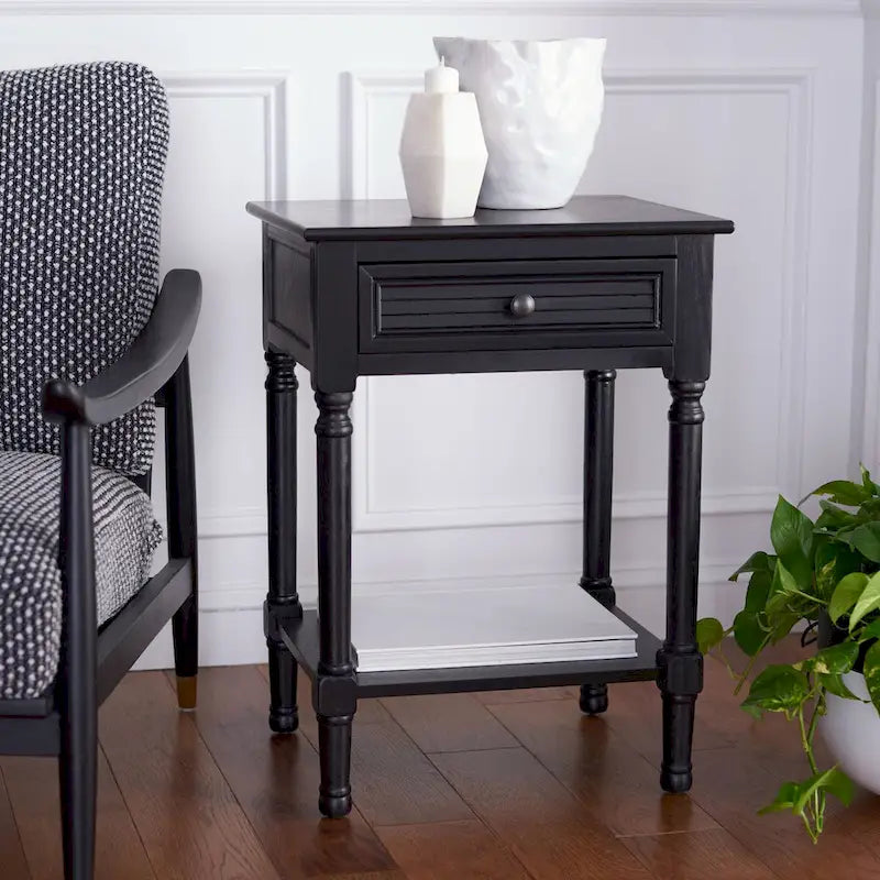 SAFAVIEH Eleanore Table de chevet à 1 tiroir et étagère inférieure - 48,3 L x 40,1 P x 66 H cm - 48,3Lx40,6Px66H