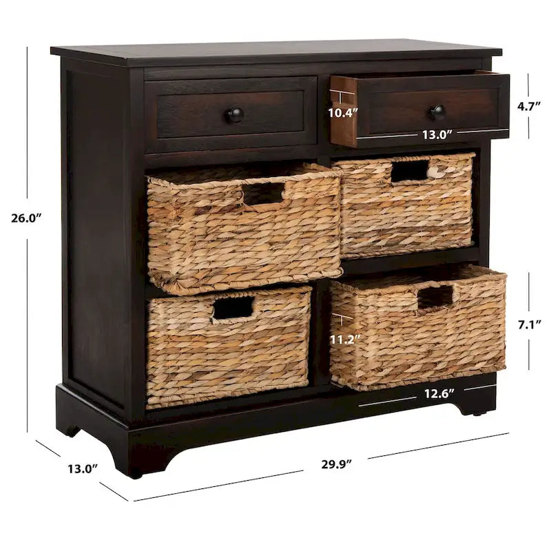 Meuble de rangement 6 tiroirs SAFAVIEH Ardelia rouge (entièrement assemblé) - 30Lx13Px26H