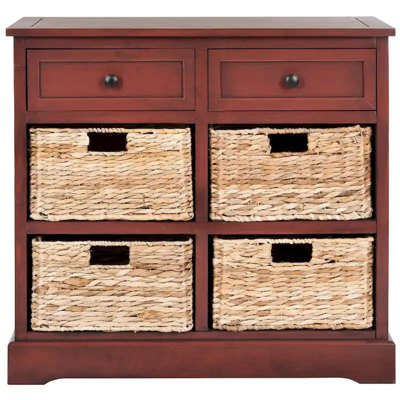 Meuble de rangement 6 tiroirs SAFAVIEH Ardelia rouge (entièrement assemblé) - 30Lx13Px26H