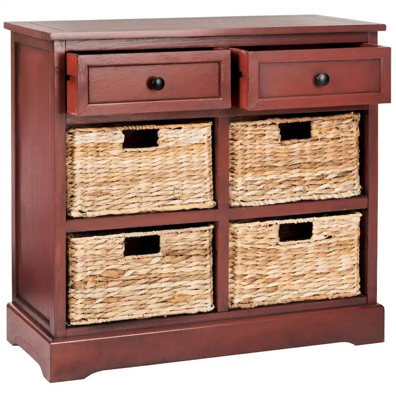 Meuble de rangement 6 tiroirs SAFAVIEH Ardelia rouge (entièrement assemblé) - 30Lx13Px26H