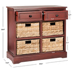 Meuble de rangement 6 tiroirs SAFAVIEH Ardelia rouge (entièrement assemblé) - 30Lx13Px26H