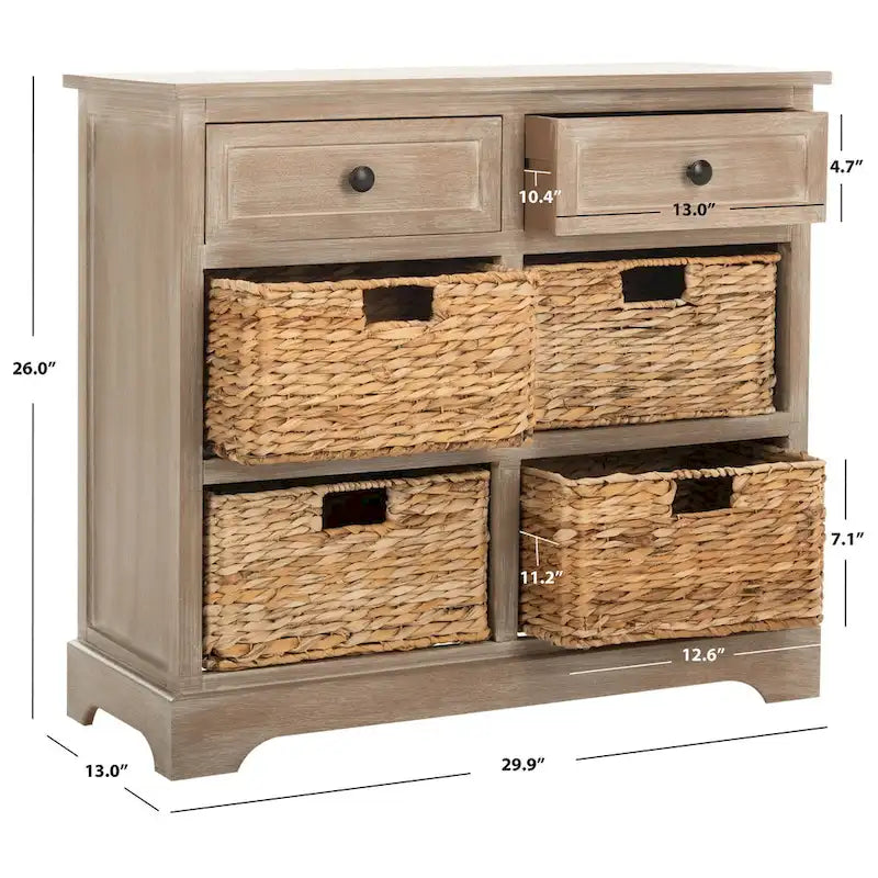 Meuble de rangement 6 tiroirs SAFAVIEH Ardelia rouge (entièrement assemblé) - 30Lx13Px26H