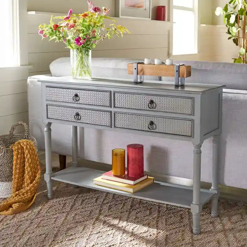Table console à 4 tiroirs SAFAVIEH Artelia - 42 L x 13 P x 29,5 H - 42Lx13Px30H