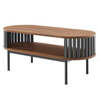 Table basse ovale en bois bicolore moderne Collins avec étagère