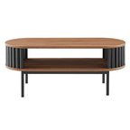 Table basse ovale en bois bicolore moderne Collins avec étagère