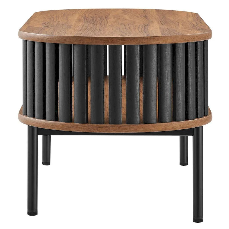 Table basse ovale en bois bicolore moderne Collins avec étagère
