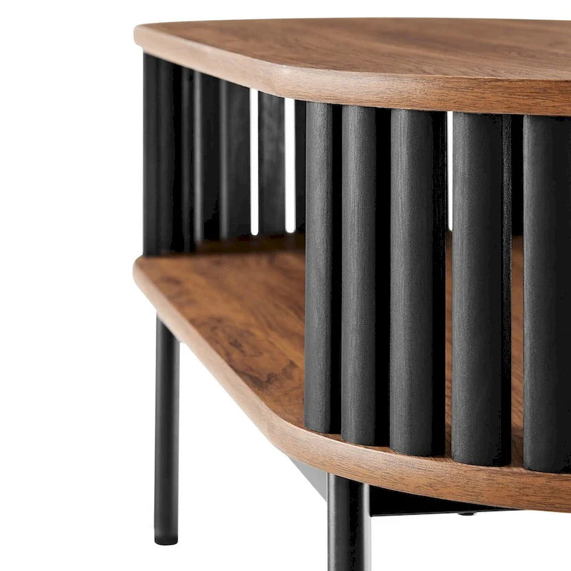 Table basse ovale en bois bicolore moderne Collins avec étagère