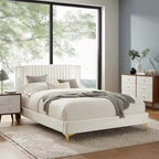 Zahra Channel Tufted Performance Velvet Queen Platform Bed