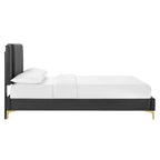 Zahra Channel Tufted Performance Velvet Queen Platform Bed