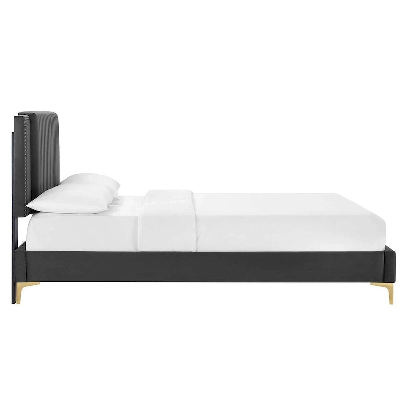 Zahra Channel Tufted Performance Velvet Queen Platform Bed