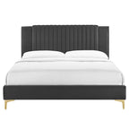 Zahra Channel Tufted Performance Velvet Queen Platform Bed