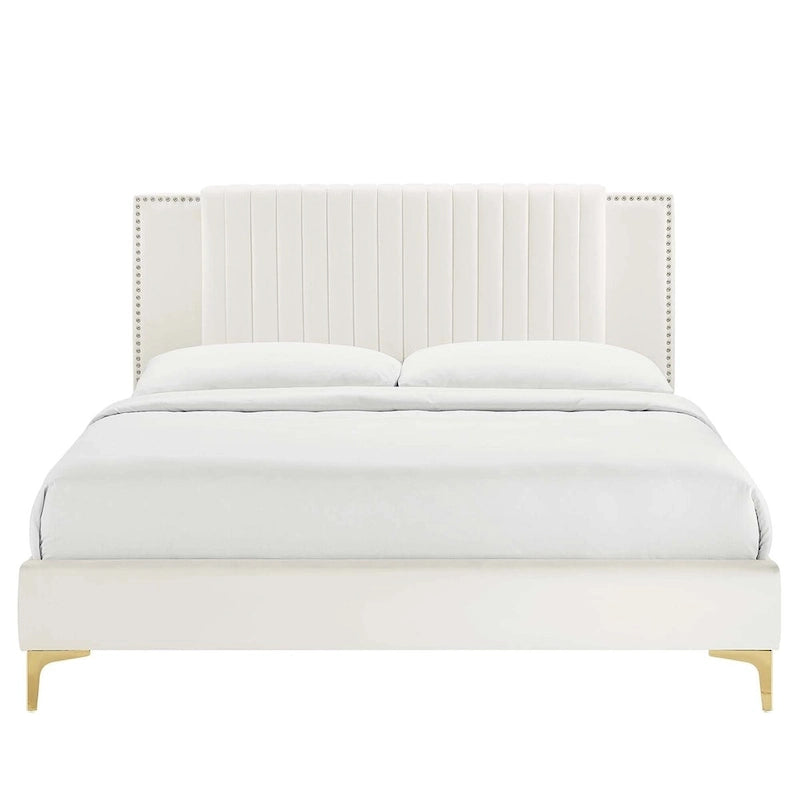 Zahra Channel Tufted Performance Velvet Queen Platform Bed
