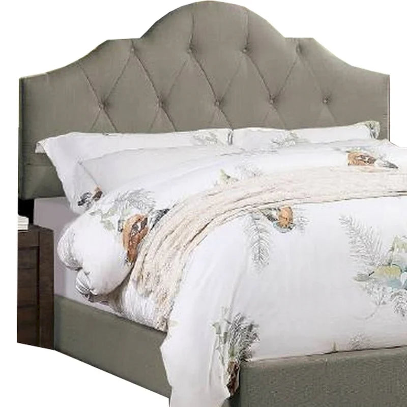 Lit King Size rembourré Eni, Tête de lit réglable capitonnée, Tissu gris