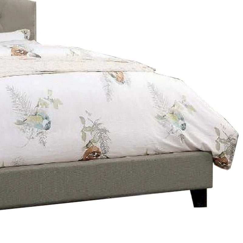 Lit King Size rembourré Eni, Tête de lit réglable capitonnée, Tissu gris