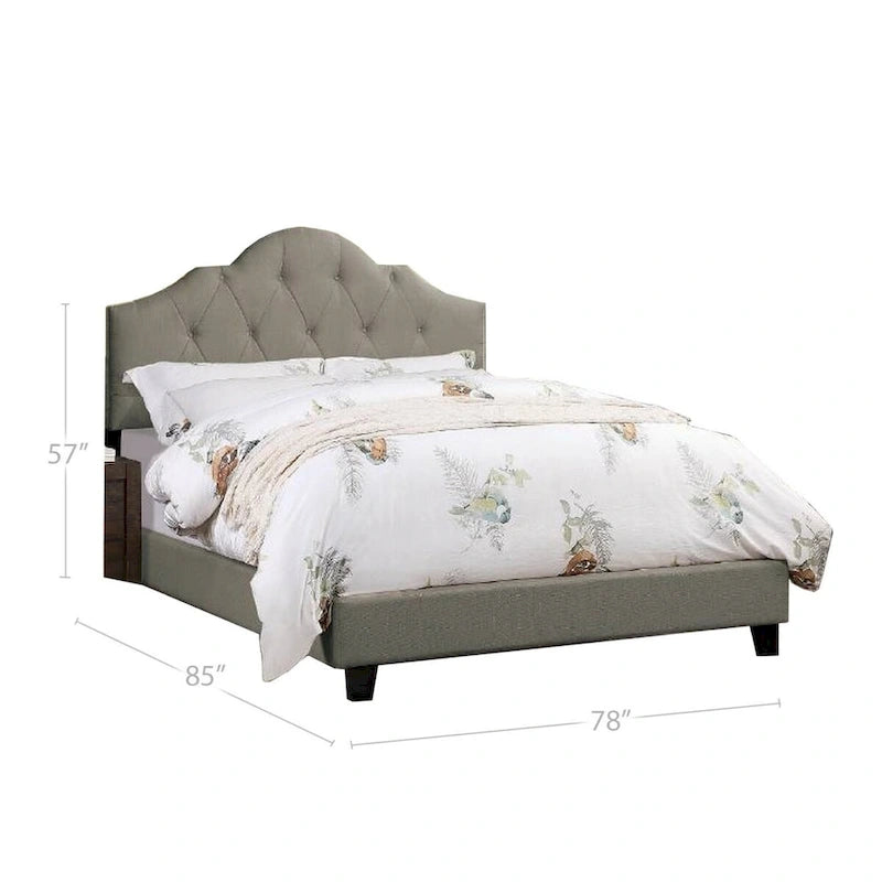 Lit King Size rembourré Eni, Tête de lit réglable capitonnée, Tissu gris