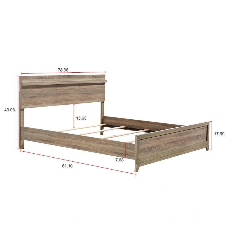 Ensemble de chambre à coucher Daemon 3 pièces en panneaux marron clair