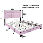 Pink Velvet Upholstered bed frame with adjustable Features,teenage girl's favoriate Pink collection