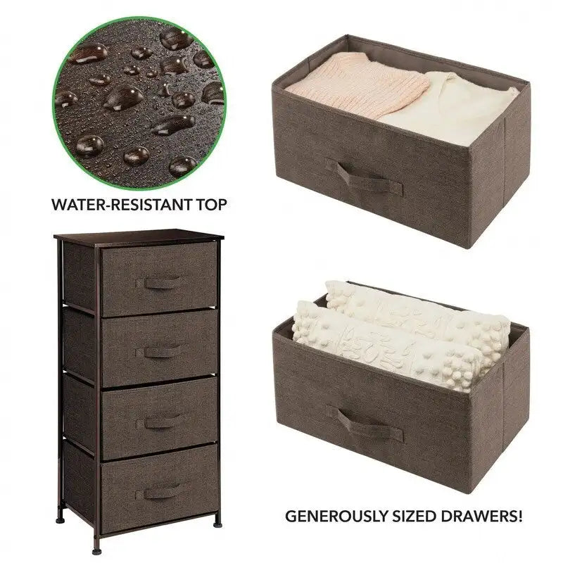Tour de Rangement Haute avec 4 Tiroirs en Tissu Amovibles