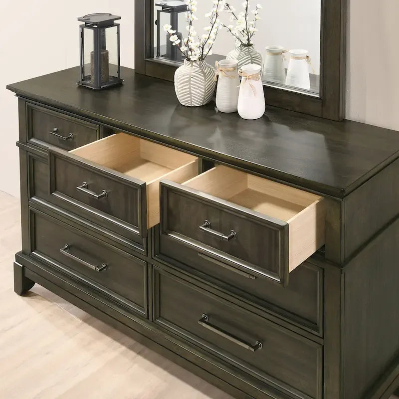 Ensemble de chambre à coucher 6 pièces en bois gris traditionnel Evva de Furniture of America