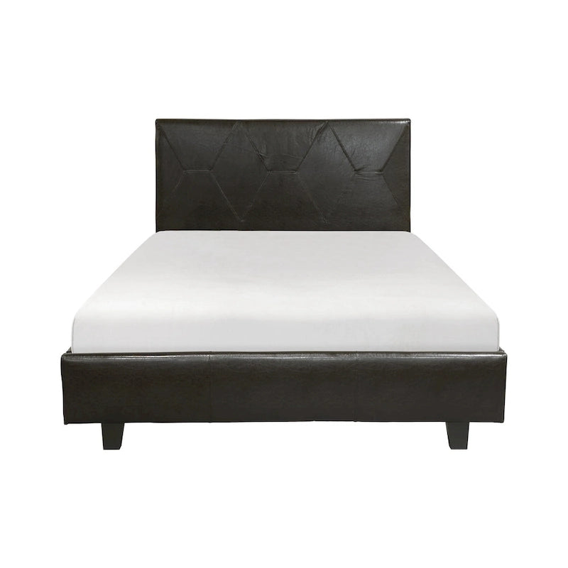 Lit plateforme King Size Leo California, similicuir marron, bois massif