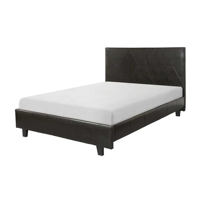 Lit plateforme King Size Leo California, similicuir marron, bois massif