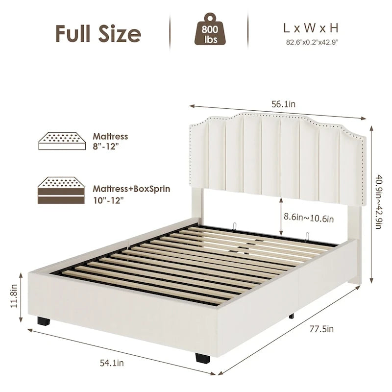 Lit double en velours relevable