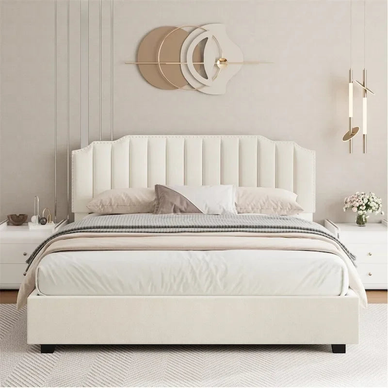 Lit double en velours relevable