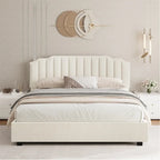 Lit double en velours relevable