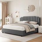 Lit double en velours relevable