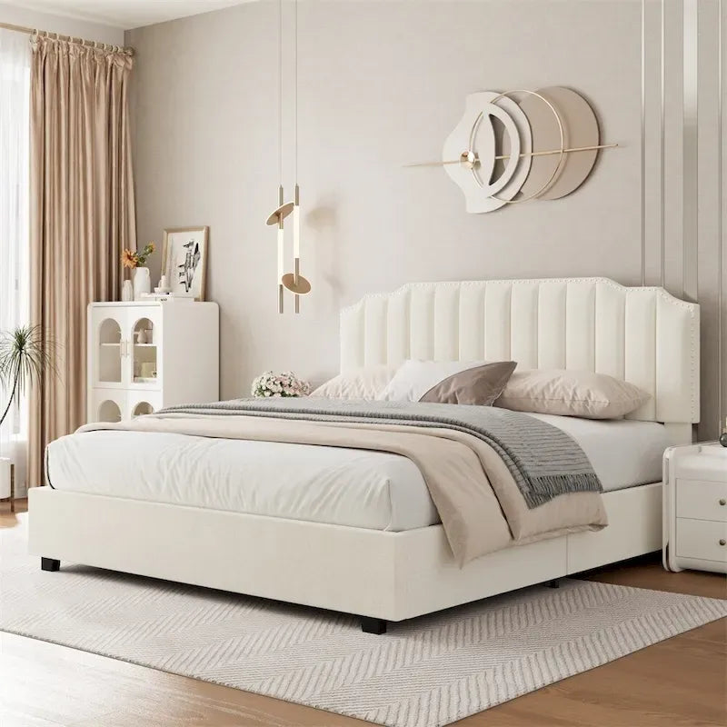 Lit double en velours relevable