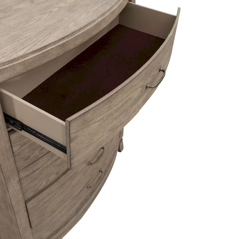 Avalon Burnished Beige Oak King Panel Storage Bed Bedroom Set