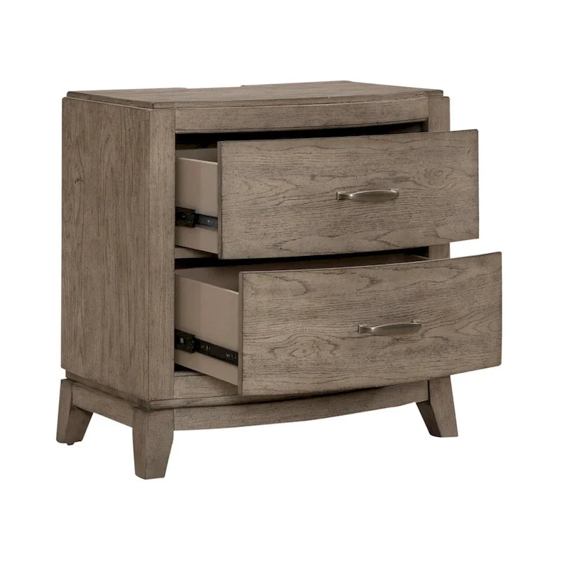 Avalon Burnished Beige Oak King Panel Storage Bed Bedroom Set