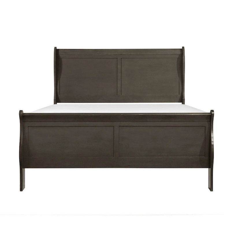 Gage Traditional California King Sleigh Bed, Wood Frame, Stained Gray