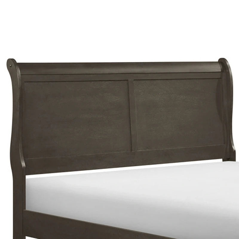 Gage Traditional California King Sleigh Bed, Wood Frame, Stained Gray