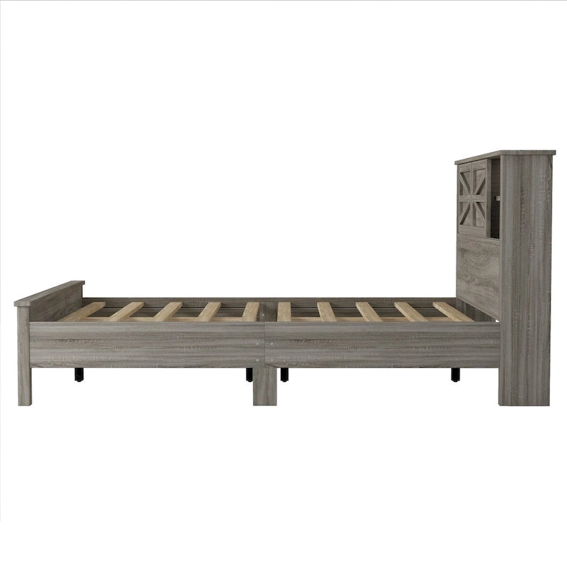 3-Pieces Bedroom Sets Queen Size Platform Bed with Storage Nightstand and Dresser