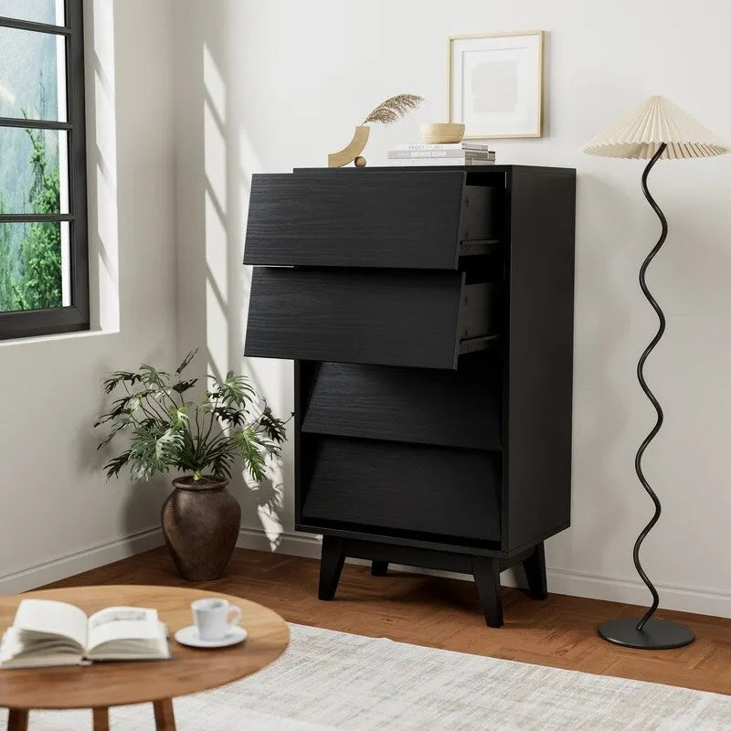 Commode Mieres pour Chambre à Coucher, Commode Haute 94 cm avec 6 Tiroirs, Poignée de Tiroir Discrète, Organisateur de Rangement