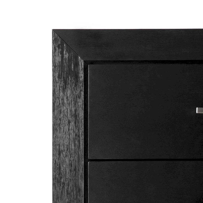 Commode de rangement moderne Alaric de Furniture of America, en bois massif noir, avec 5 tiroirs dont un tiroir inférieur doublé de cèdre