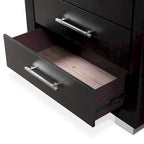 Commode de rangement moderne Alaric de Furniture of America, en bois massif noir, avec 5 tiroirs dont un tiroir inférieur doublé de cèdre