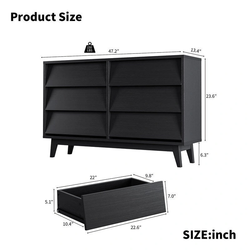Commode Mieres pour Chambre à Coucher, Commode Double Haute de 76 cm avec Poignée de Tiroir Cachée, Organisateur de Tiroirs de Rangement