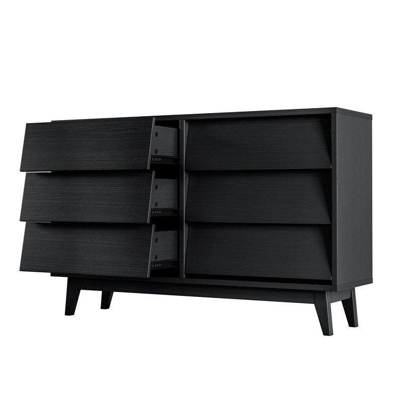 Commode Mieres pour Chambre à Coucher, Commode Double Haute de 76 cm avec Poignée de Tiroir Cachée, Organisateur de Tiroirs de Rangement