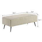 Lit capitonné en velours côtelé à grosses côtes Mavela de Roundhill Furniture avec 2 tables de chevet et un banc, crème