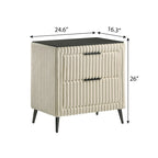 Lit capitonné en velours côtelé à grosses côtes Mavela de Roundhill Furniture avec 2 tables de chevet et un banc, crème