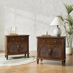 Table de chevet Georg traditionnelle en rotin, 68,6 cm de haut, avec pieds réglables, lot de 2, par HULALA HOME