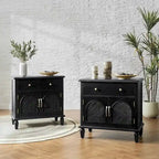 Table de chevet Georg traditionnelle en rotin, 68,6 cm de haut, avec pieds réglables, lot de 2, par HULALA HOME
