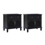 Table de chevet Georg traditionnelle en rotin, 68,6 cm de haut, avec pieds réglables, lot de 2, par HULALA HOME
