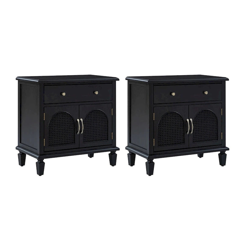 Table de chevet Georg traditionnelle en rotin, 68,6 cm de haut, avec pieds réglables, lot de 2, par HULALA HOME