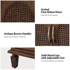 Table de chevet Georg traditionnelle en rotin, 68,6 cm de haut, avec pieds réglables, lot de 2, par HULALA HOME