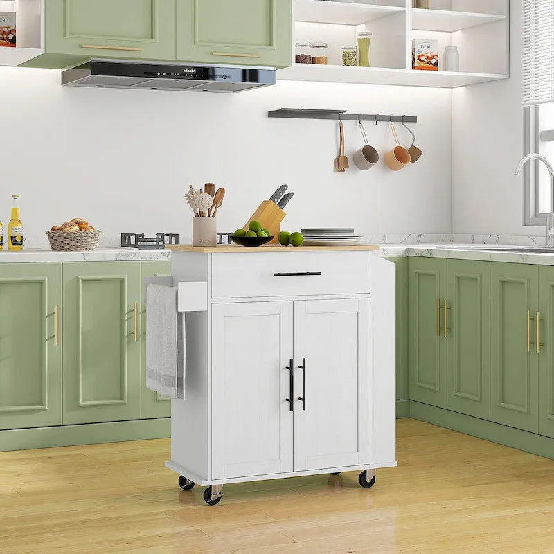 Îlot de cuisine HOMCOM avec rangement, Chariot de cuisine roulant avec prises de courant CA et ports USB