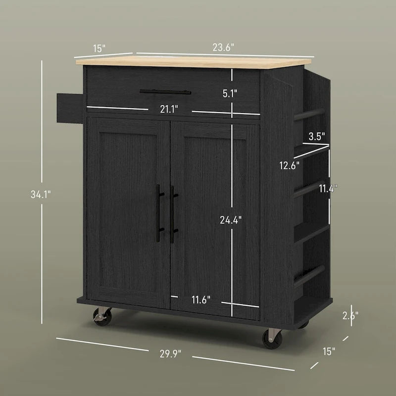 Îlot de cuisine HOMCOM avec rangement, Chariot de cuisine roulant avec prises de courant CA et ports USB