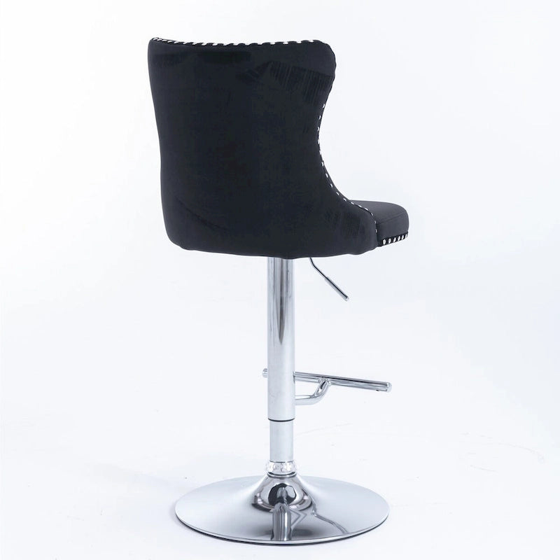 Tabourets de bar pivotants en velours, hauteur d'assise réglable de 25 à 33 pouces, tabourets de bar rembourrés avec dossier et base chromée, lot de 2